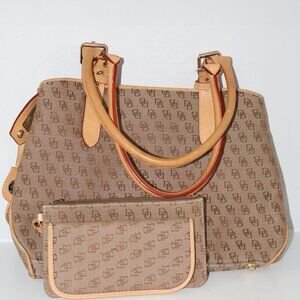 Dooney & Bourke Brown Monogram Satchel 3 Piece Set Wallet Wristlet Eyeglass Case